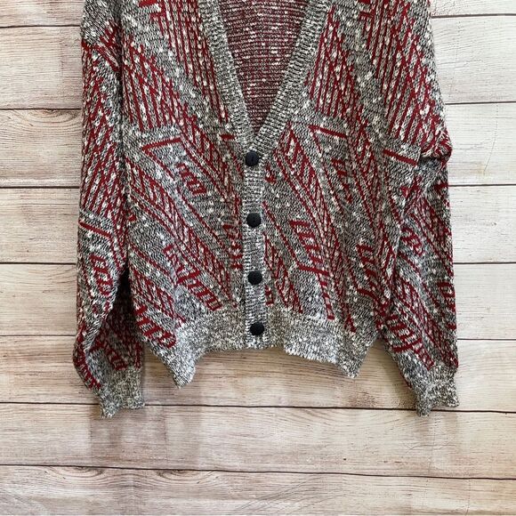 VINTAGE MCGREGOR GRANDPA SWEATER IN RED AND GRAY - Picture 3 of 5